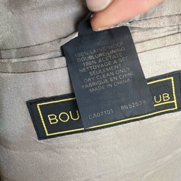 Vintage Gingham Plaid 40L Tall Vintage Wool Blazer Sports Coat Jacket Neutral - Picture 7 of 15